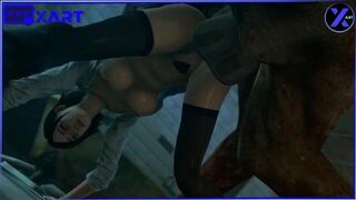 Jill Valentine is fucked hard in the dog pose in the ass by a monster with a big dick - porn video
