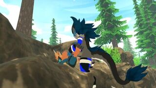 Female protogen gets pounded by big wicker beast out in the woods - porn video