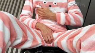 horny schoolgirl in pajama small tits masturbating pussy and orgasm - porn video